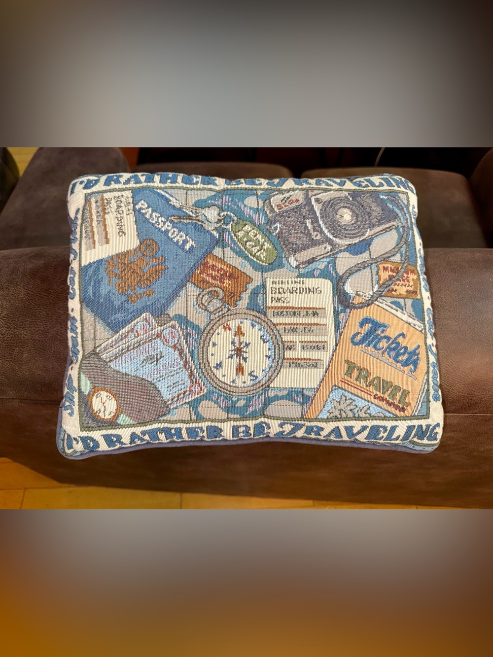 Vintage Travel Tapestry Accent Pillow